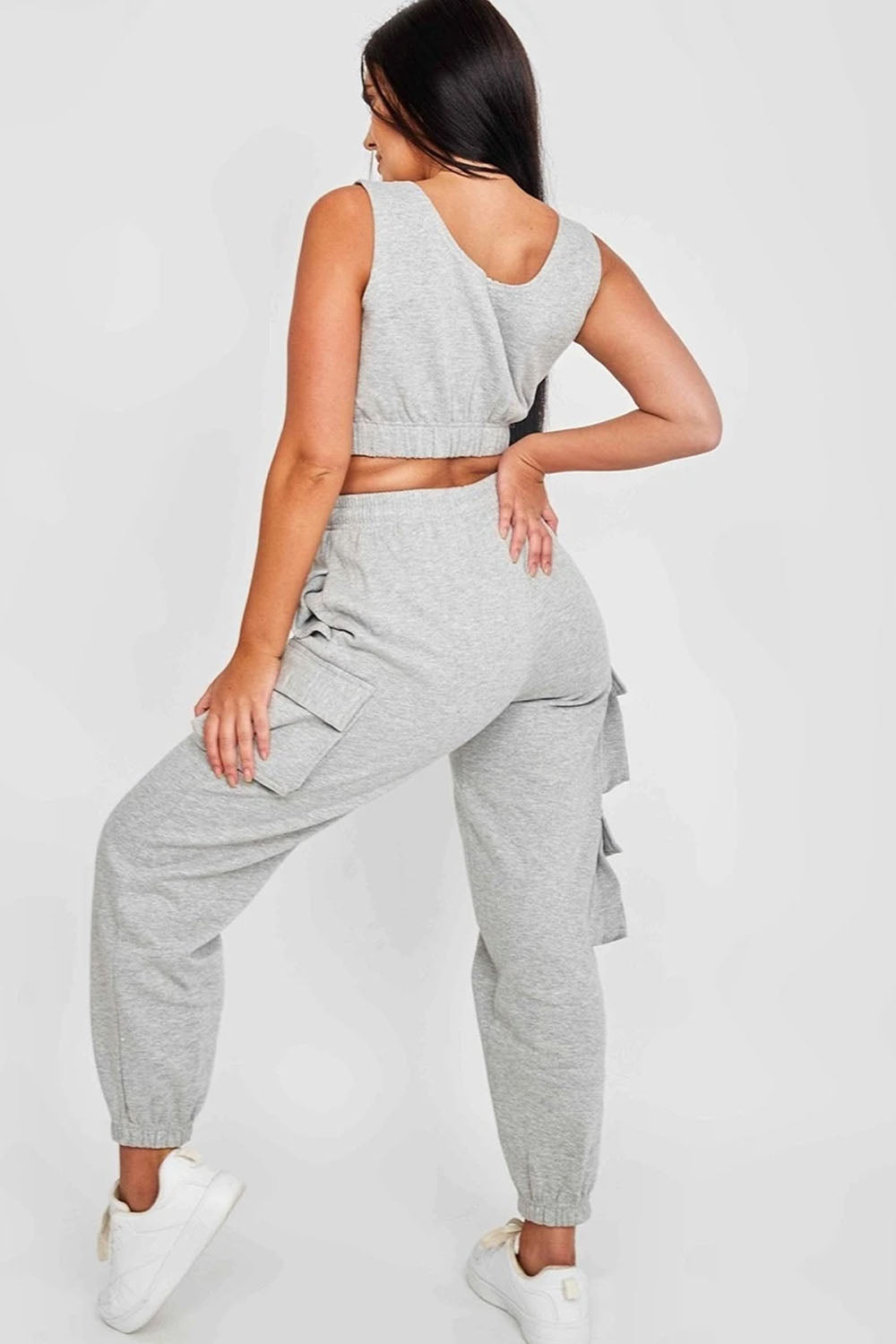 Grey Crop Top & Joggers Set - Erin - Storm Desire
