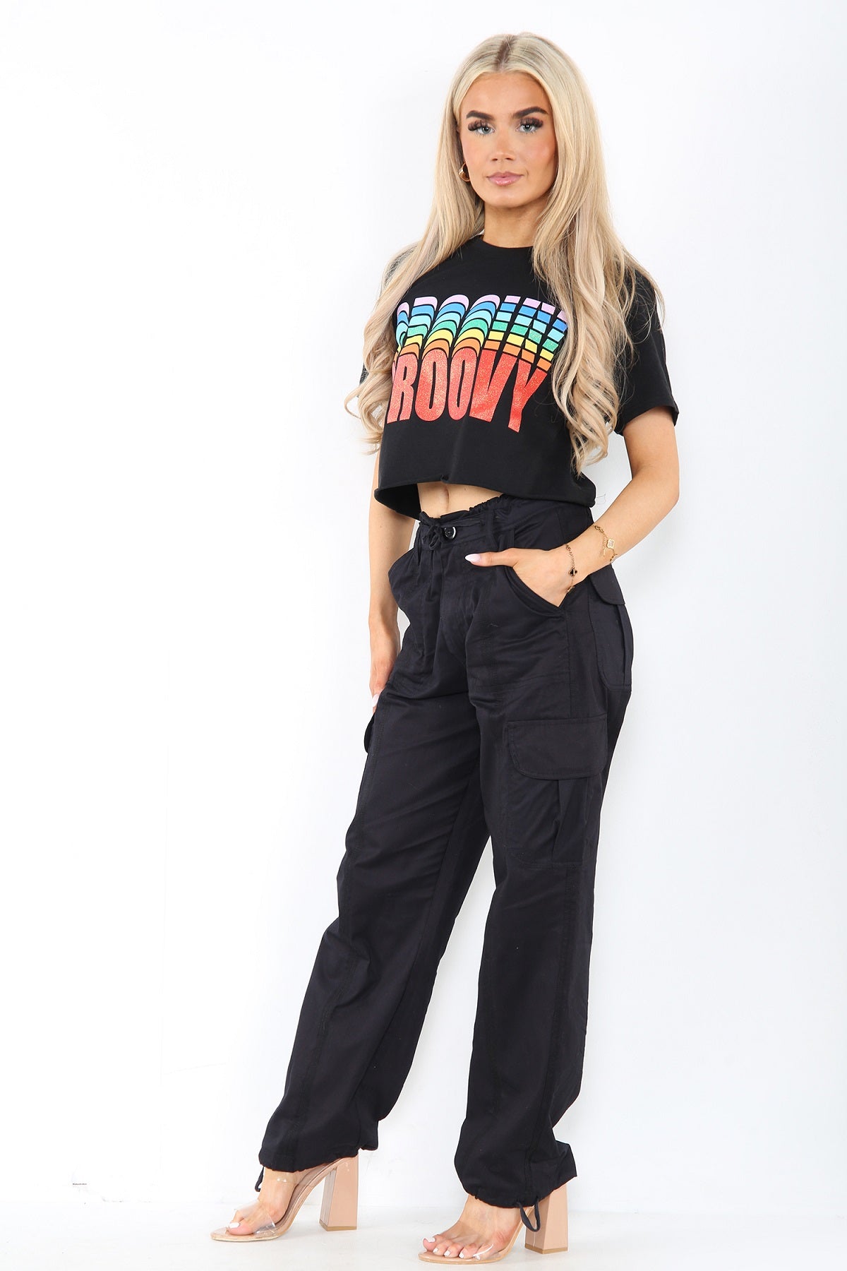Black Baggy Cargo Trousers - Zara - Storm Desire