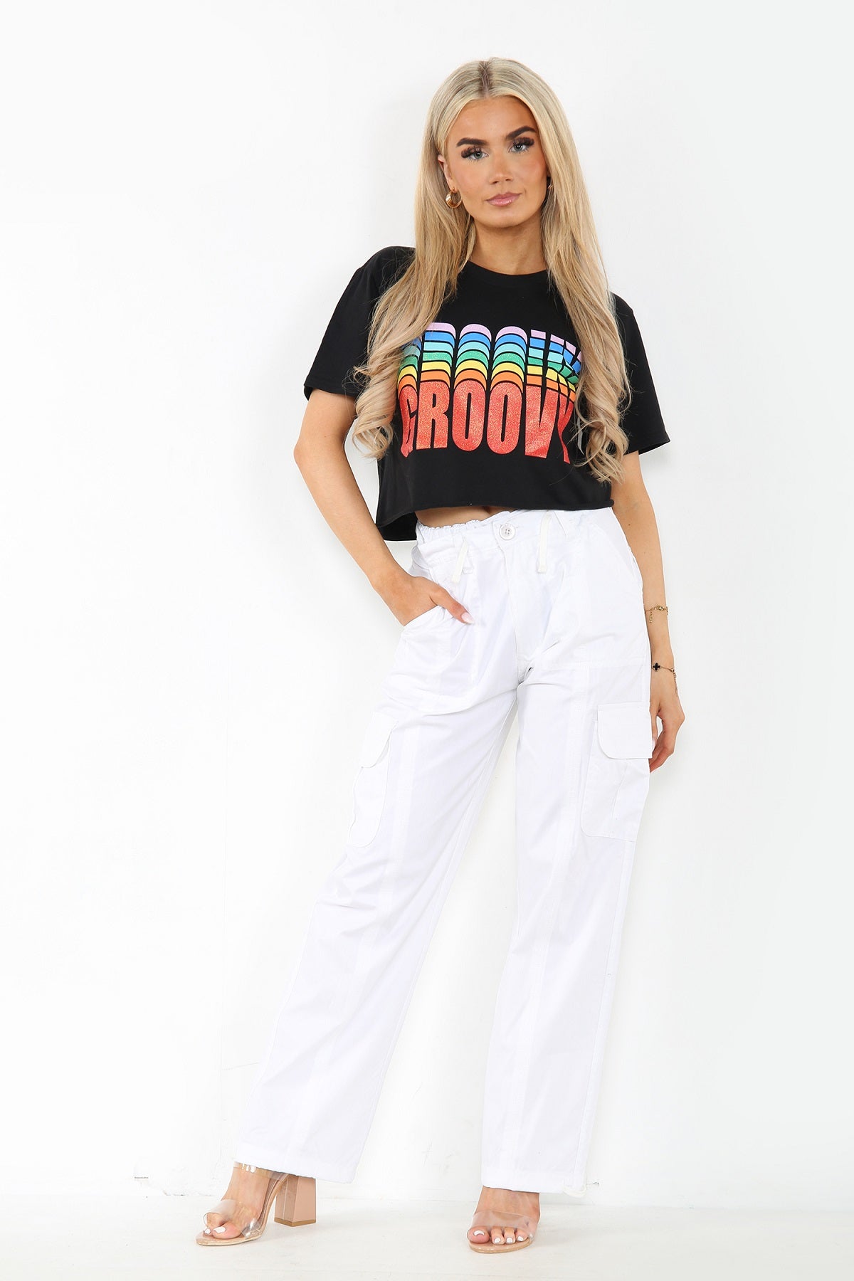 White Baggy Cargo Trousers - Zara - Storm Desire