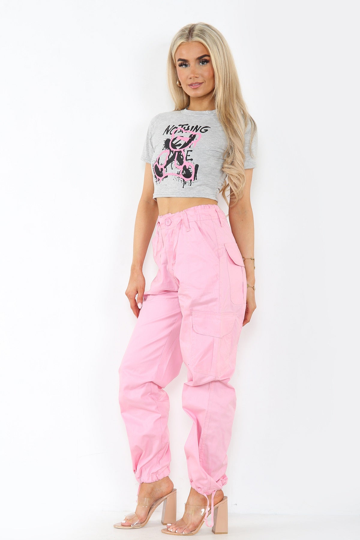 Baby Pink Baggy Cargo Trousers - Zara - Storm Desire