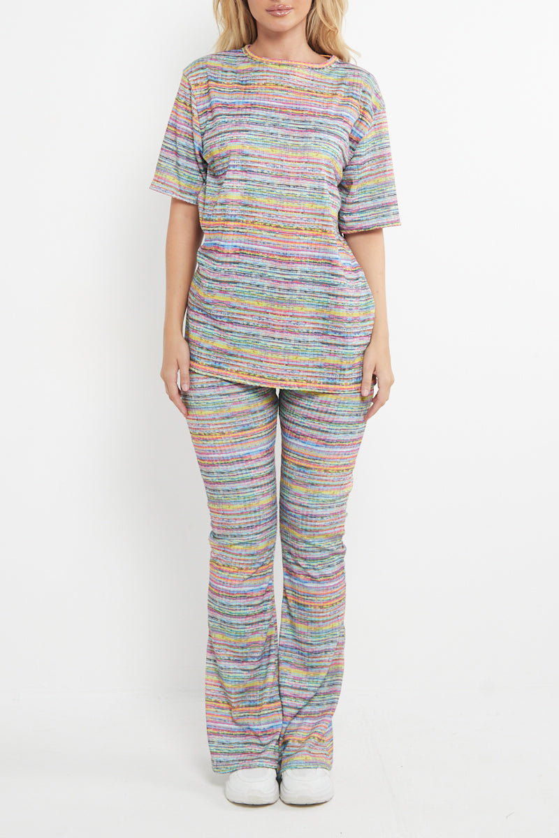 Multi Colour Oversized Top & Flared Trouser Set - Kehlani - Storm Desire