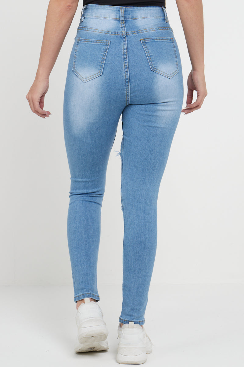 Blue Extreme Denim Wide Ripped Jeans - Melina - Storm Desire