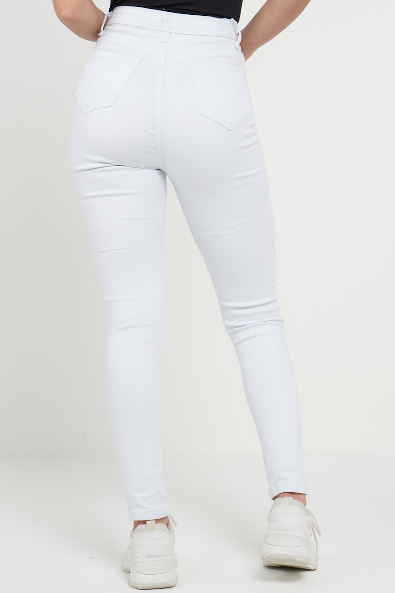 White Extreme Rip High Waist Skinny Jeans - Melina - Storm Desire