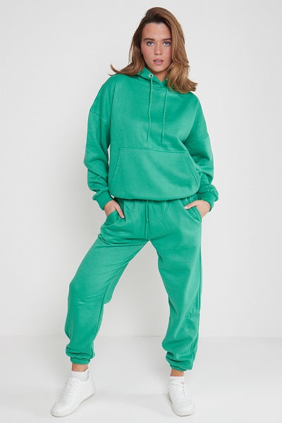 Green Hooded Oversize & Jogger Loungewear Set - Flora - Storm Desire