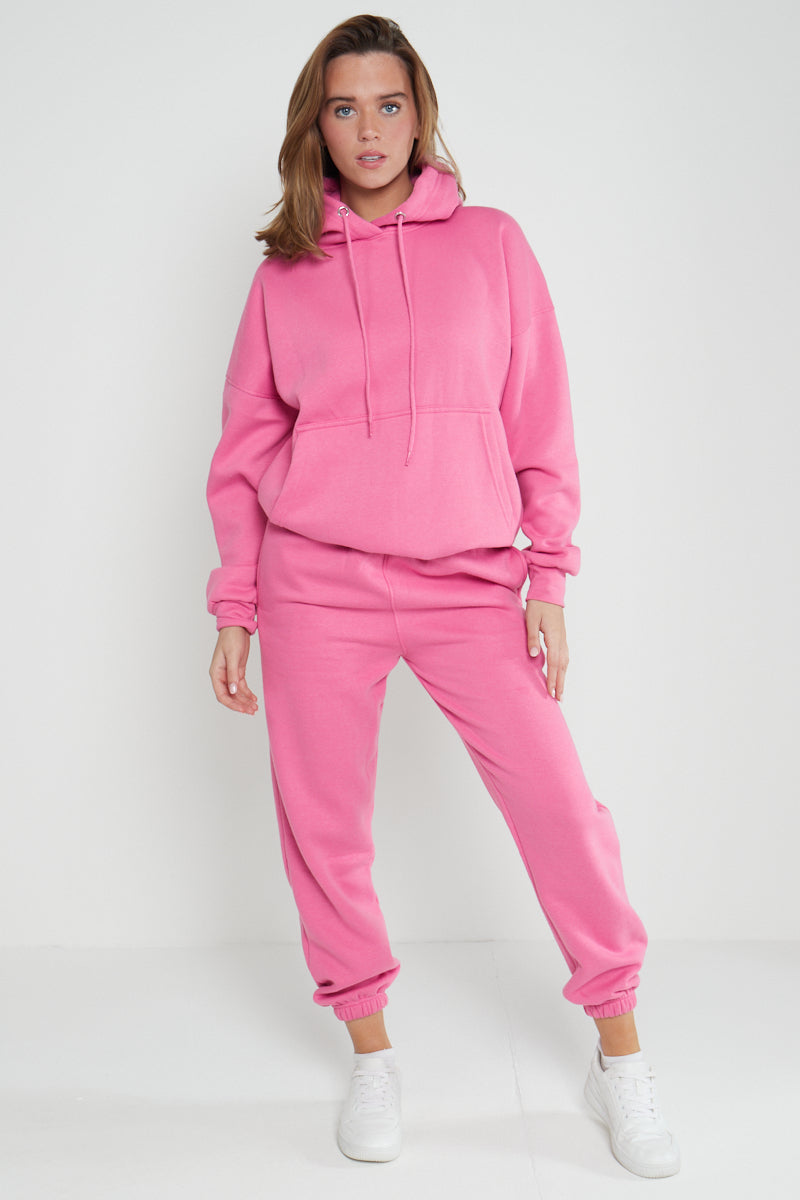 Pink Hooded Oversize & Jogger Loungewear Set - Flora - Storm Desire
