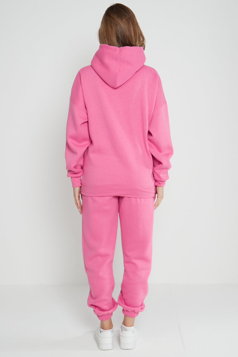 Pink Hooded Oversize & Jogger Loungewear Set - Flora - Storm Desire