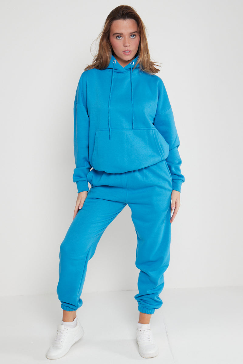 Electric Blue Hooded Oversize & Jogger Loungewear Set - Flora - Storm Desire