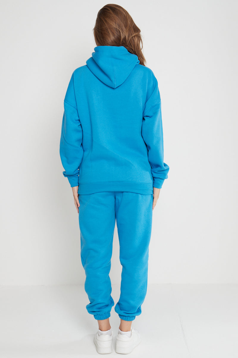 Electric Blue Hooded Oversize & Jogger Loungewear Set - Flora - Storm Desire