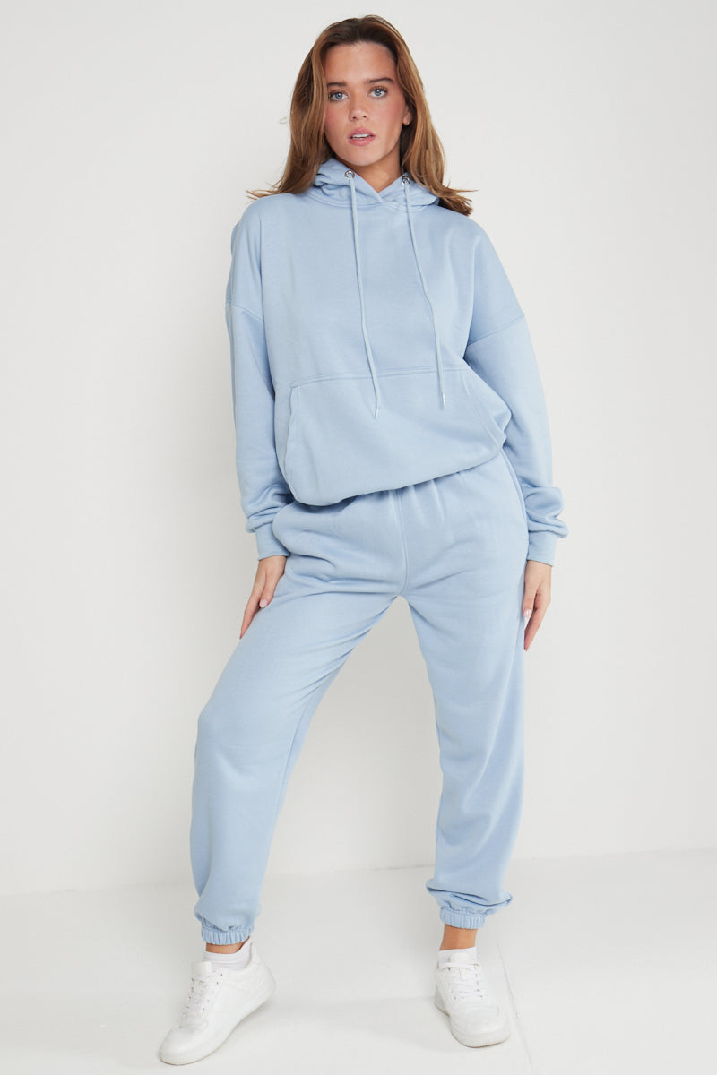 Blue Hooded Oversize & Jogger Loungewear Set - Flora - Storm Desire