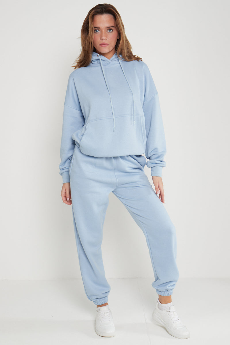 Blue Hooded Oversize & Jogger Loungewear Set - Flora - Storm Desire
