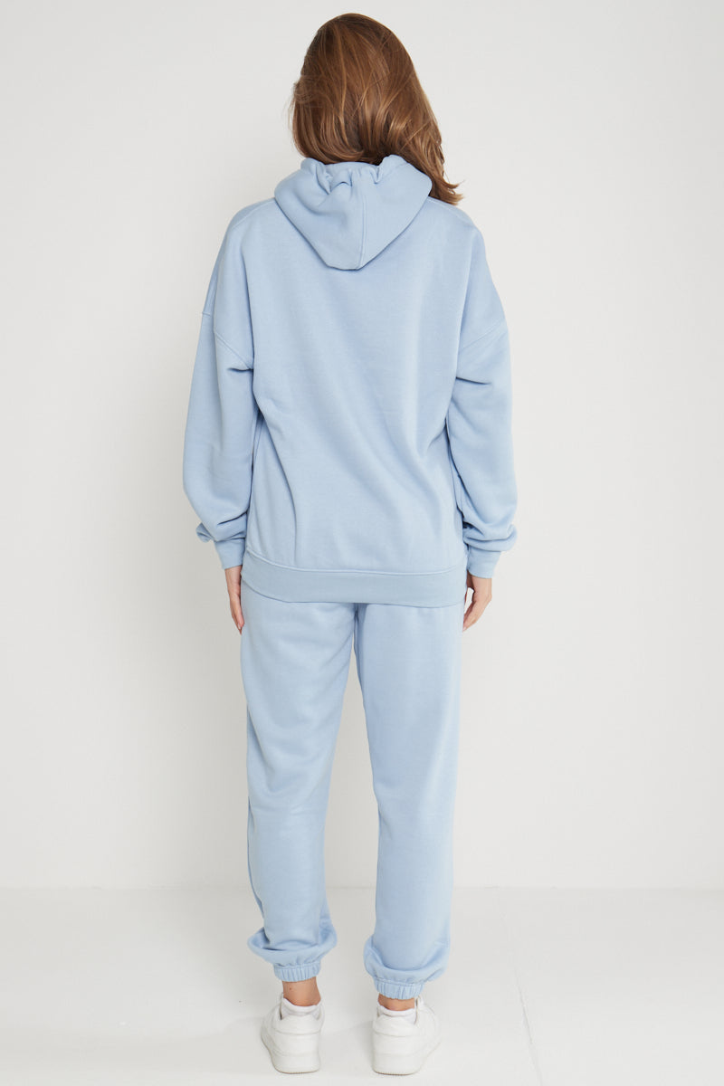 Blue Hooded Oversize & Jogger Loungewear Set - Flora - Storm Desire