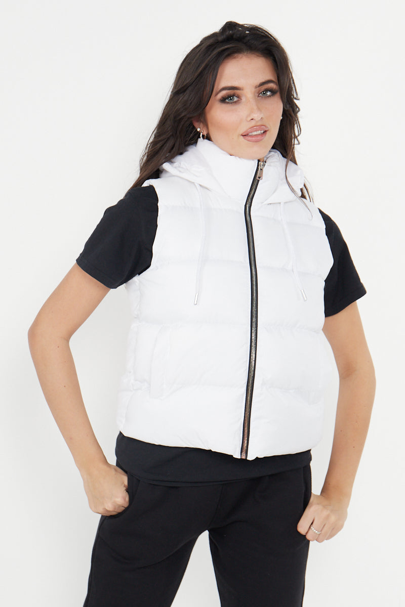 White Padded Hooded Gilet - Frida - Storm Desire