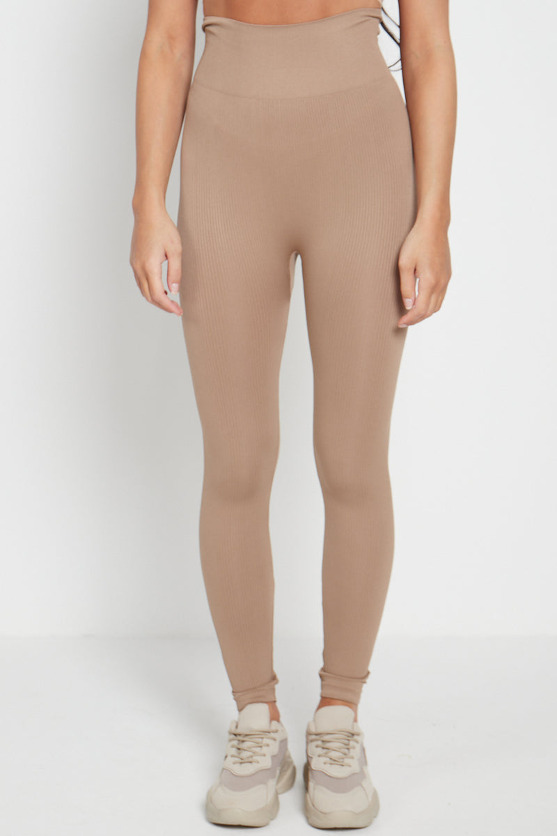 High Waist Ribbed Leggings - Della - Storm Desire
