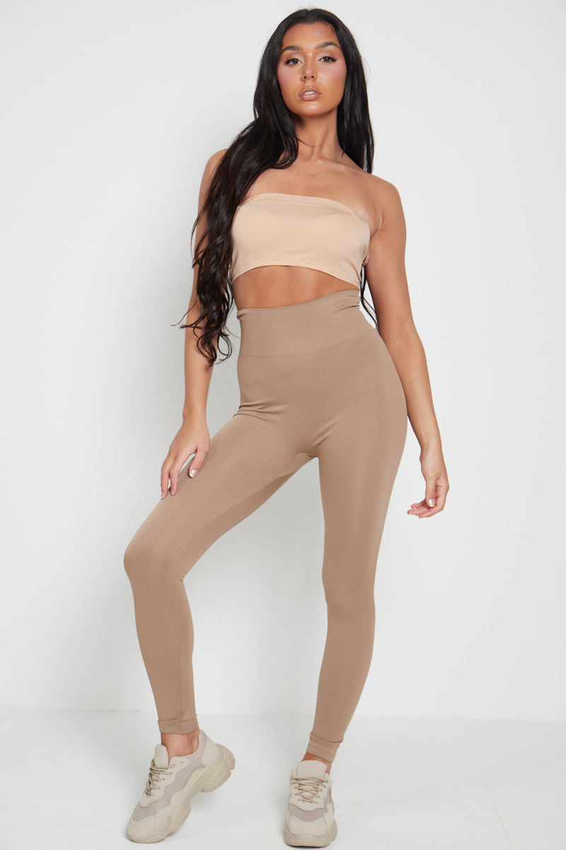 High Waist Ribbed Leggings - Della - Storm Desire