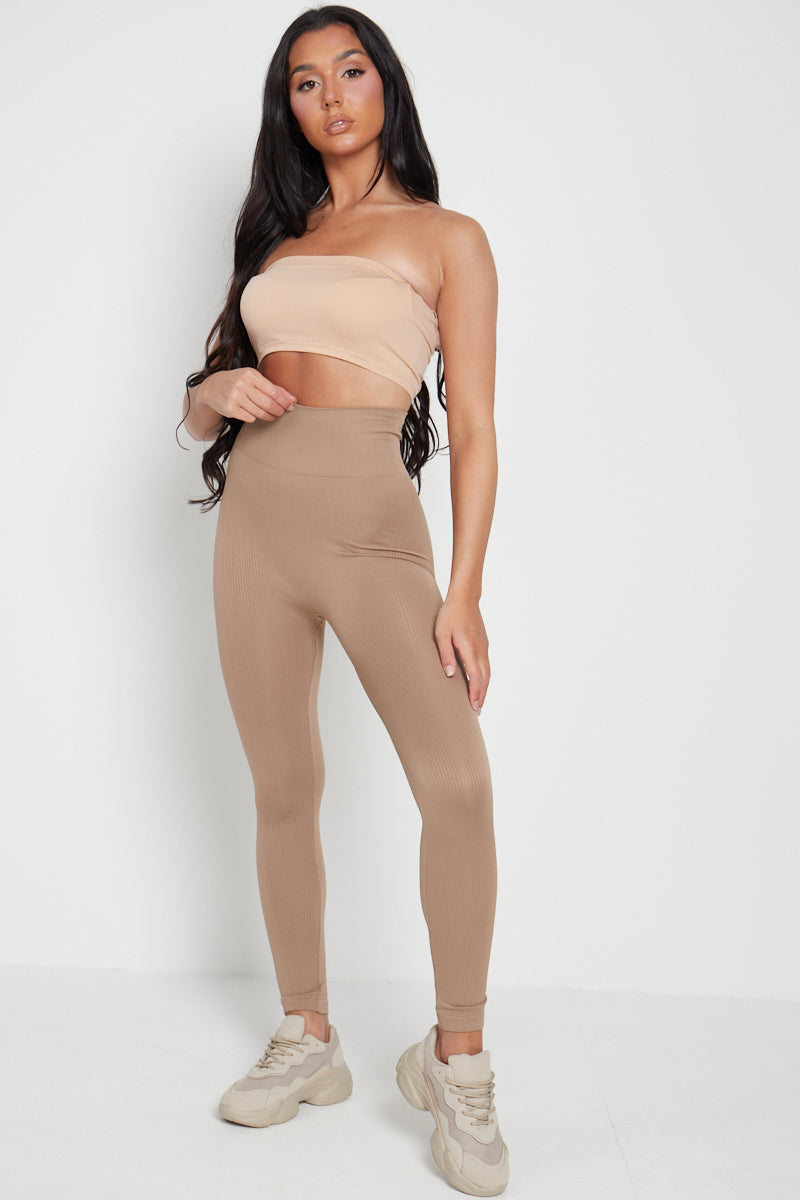 High Waist Ribbed Leggings - Della - Storm Desire