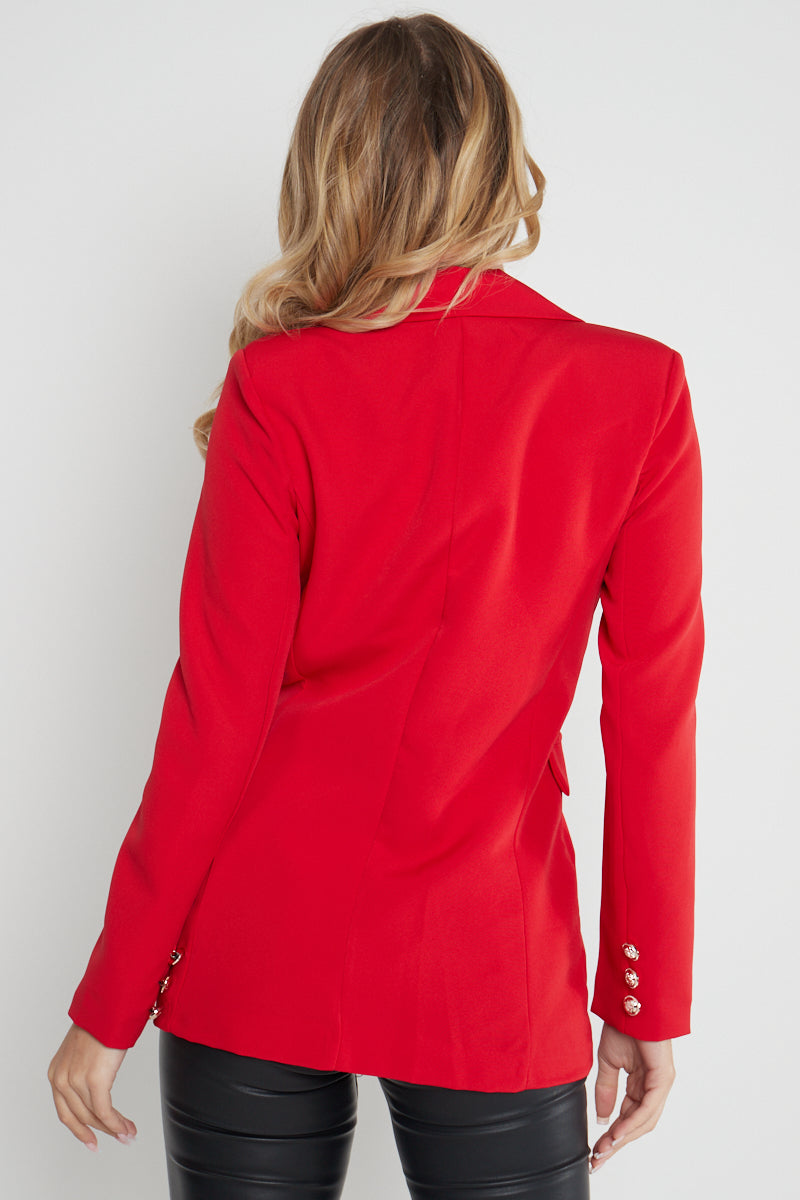 Red Double Breast Blazer - Nathalie - Storm Desire