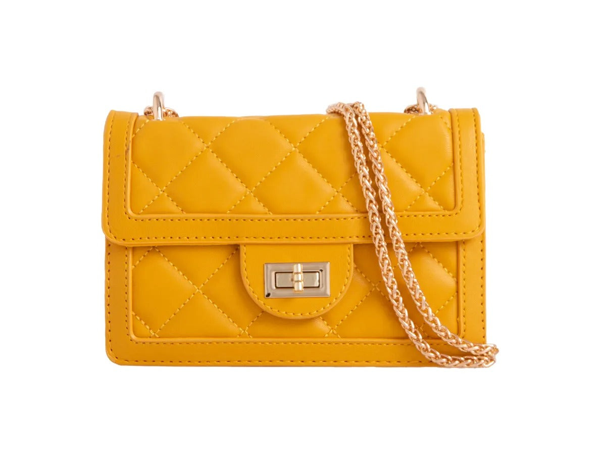 Yellow Quilted Mini Crossbody Bag - Clementine - Storm Desire