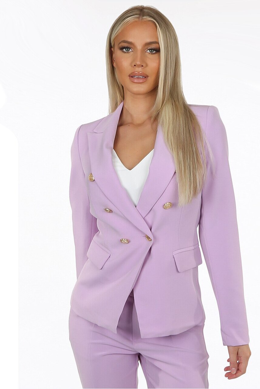 Lilac Attentif Golden Button Double Breast Blazer - Eden - Storm Desire