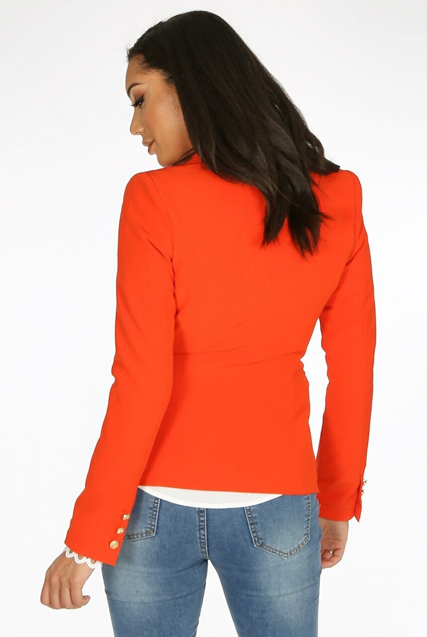 Orange Attentif Golden Button Double Breast Blazer - Eden - Storm Desire