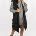 Black Longline Padded Hooded Gilet - Jayla - Storm Desire