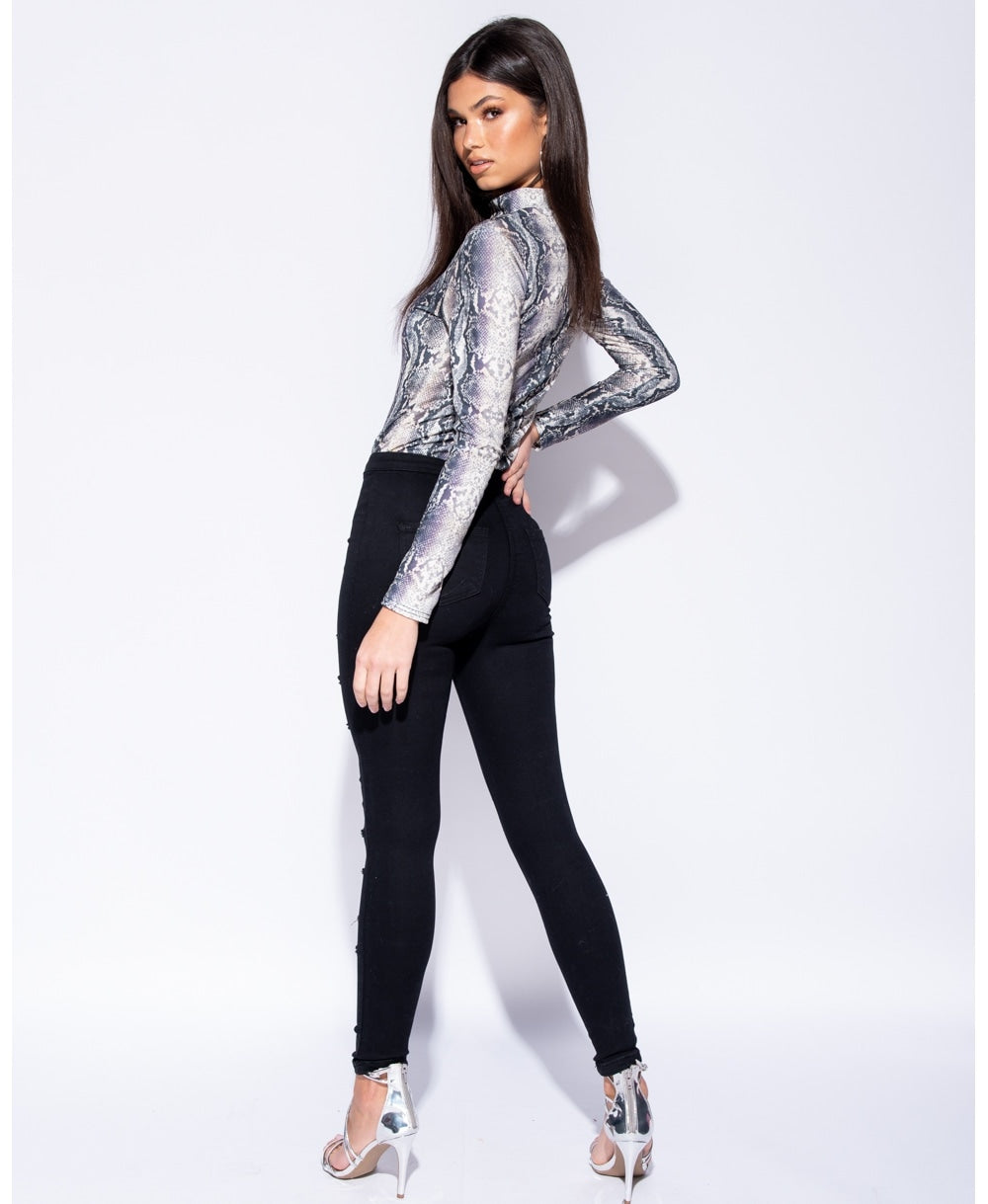 Black Multi Slash High Waist Jeans - @sarahelizabthh - Storm Desire