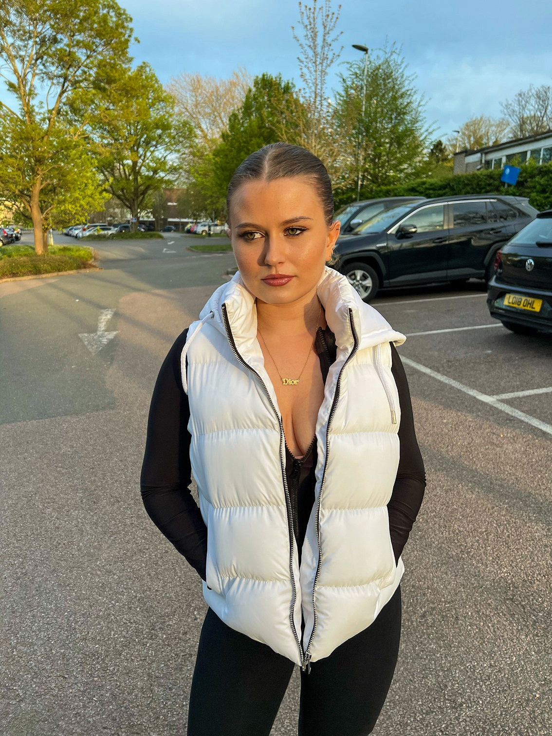White Padded Hooded Gilet - Frida - Storm Desire
