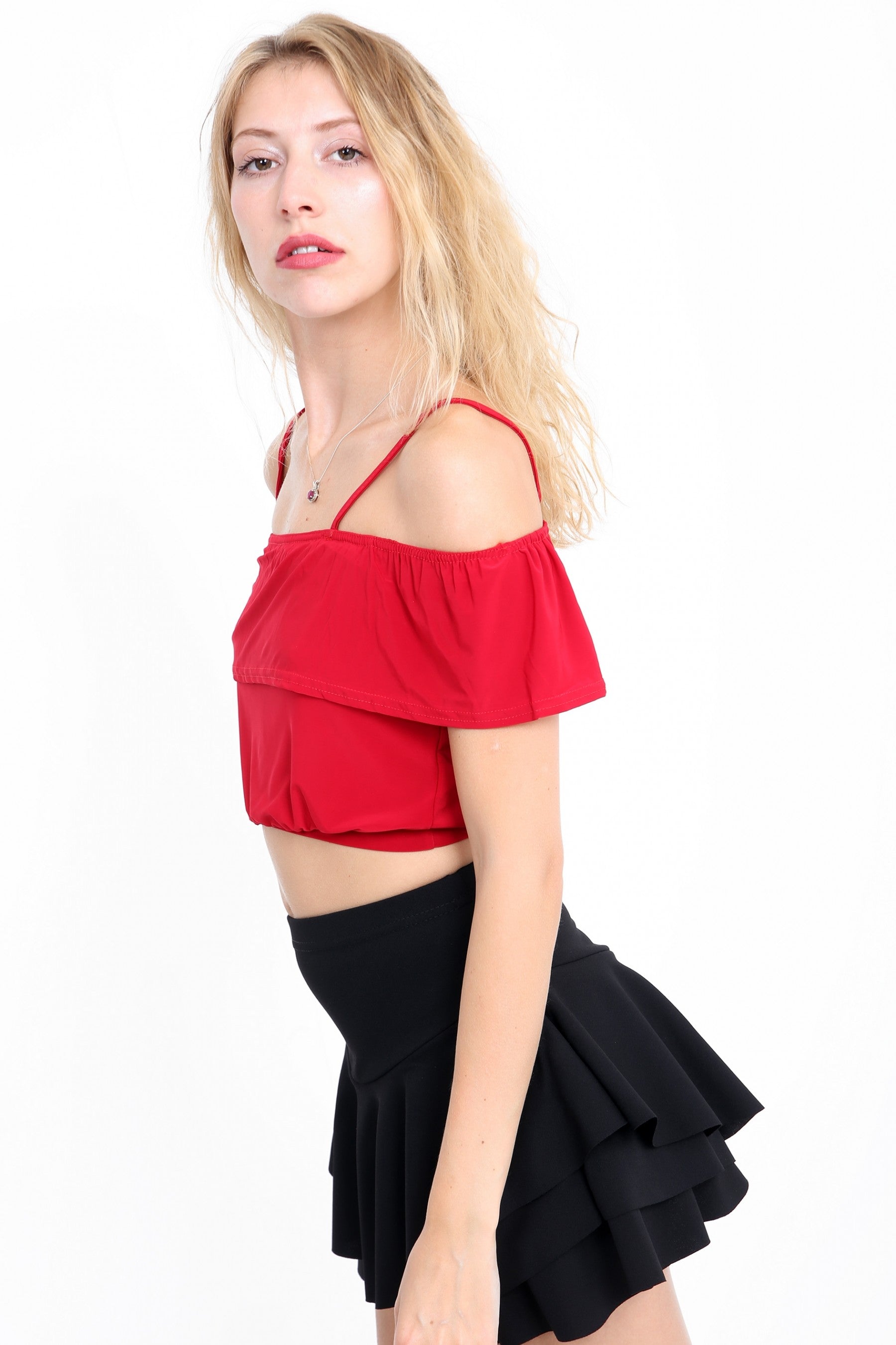 Kylie Multi Layered Frill Mini Skort Shorts - Black - Storm Desire