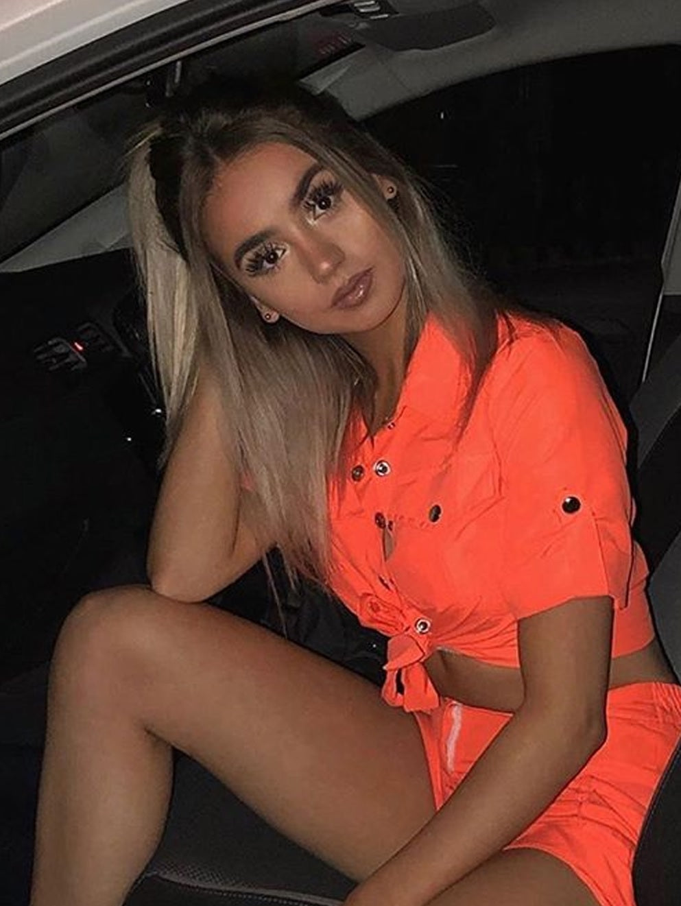 Neon Orange Crop Top & Shorts Co-ord Suit - Makayla - Storm Desire