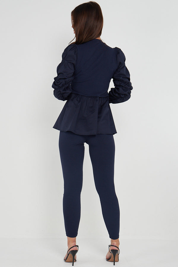 Navy Blue Shirt Jumper Two Piece Loungewear Set - Wynter - Storm Desire
