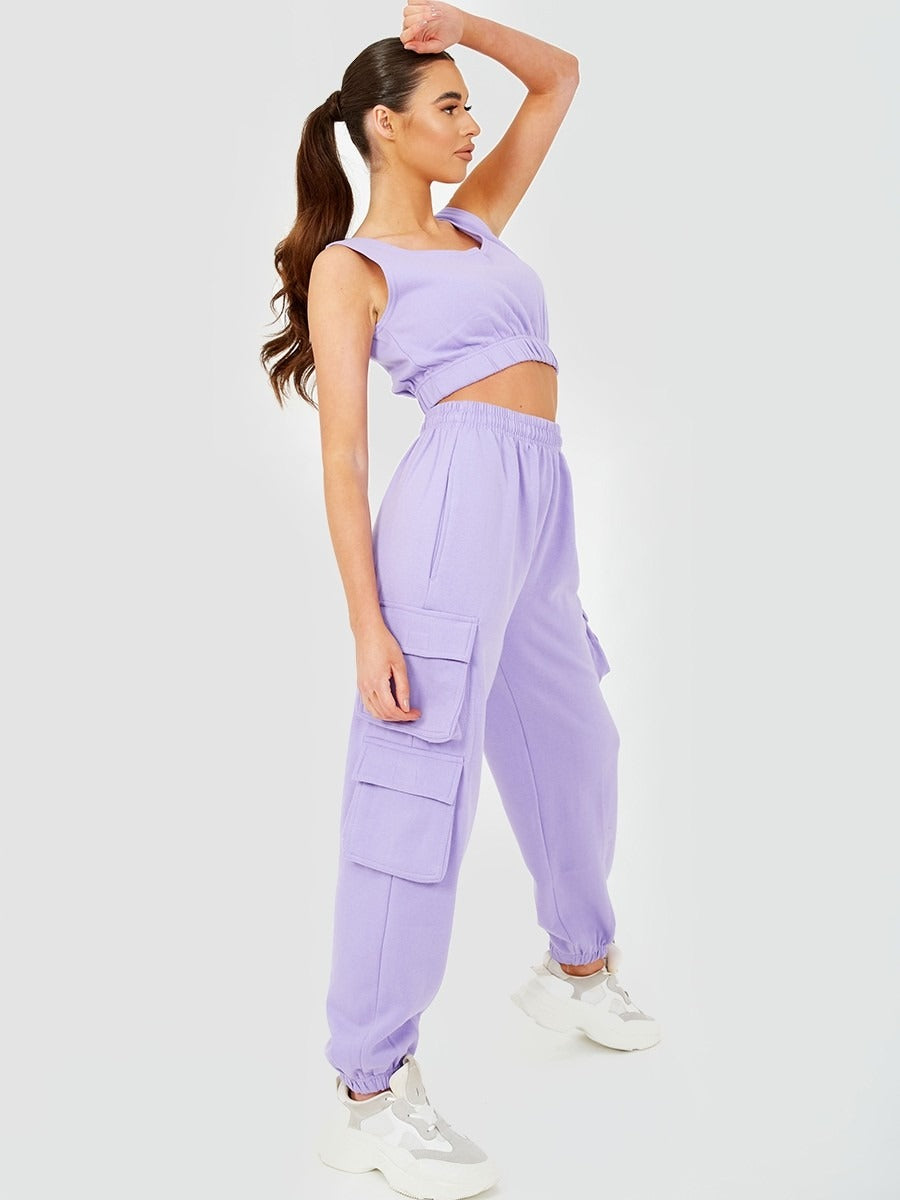Lilac Crop Top & Joggers Set - Erin - Storm Desire