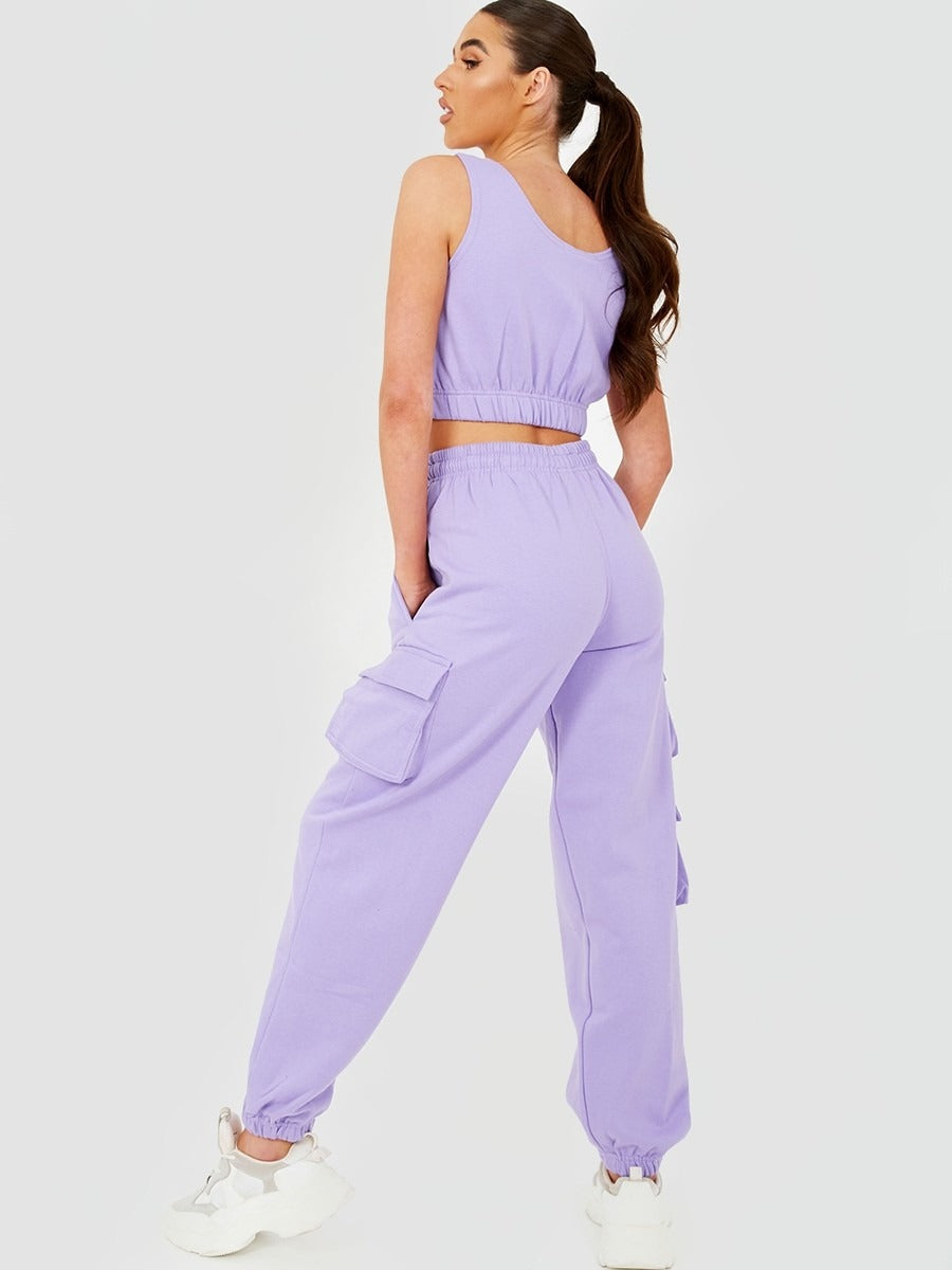 Lilac Crop Top & Joggers Set - Erin - Storm Desire
