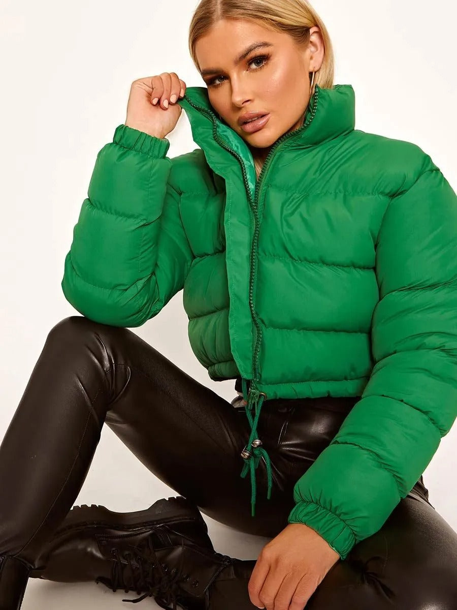 Green Cropped Puffer Jacket - Kylie - Storm Desire