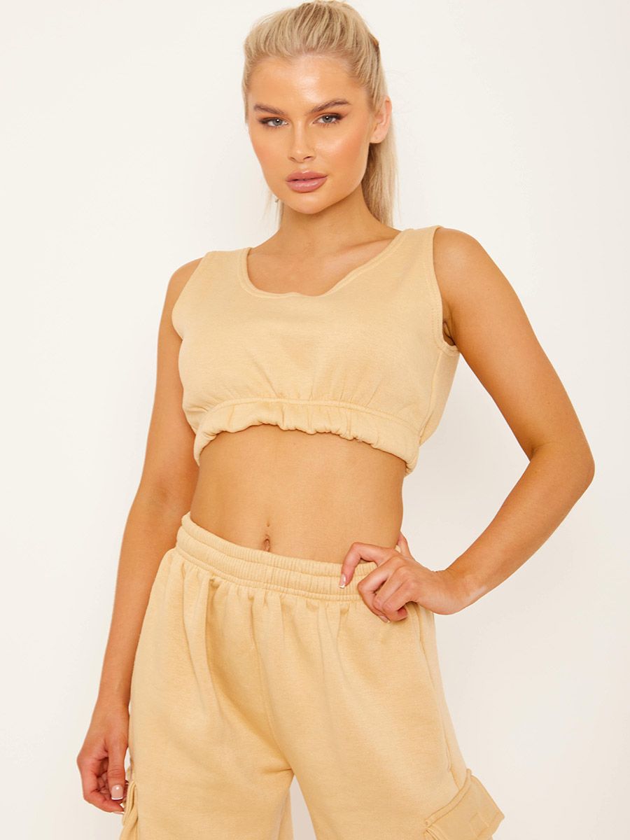 Beige Crop Top & Joggers Set - Erin - Storm Desire
