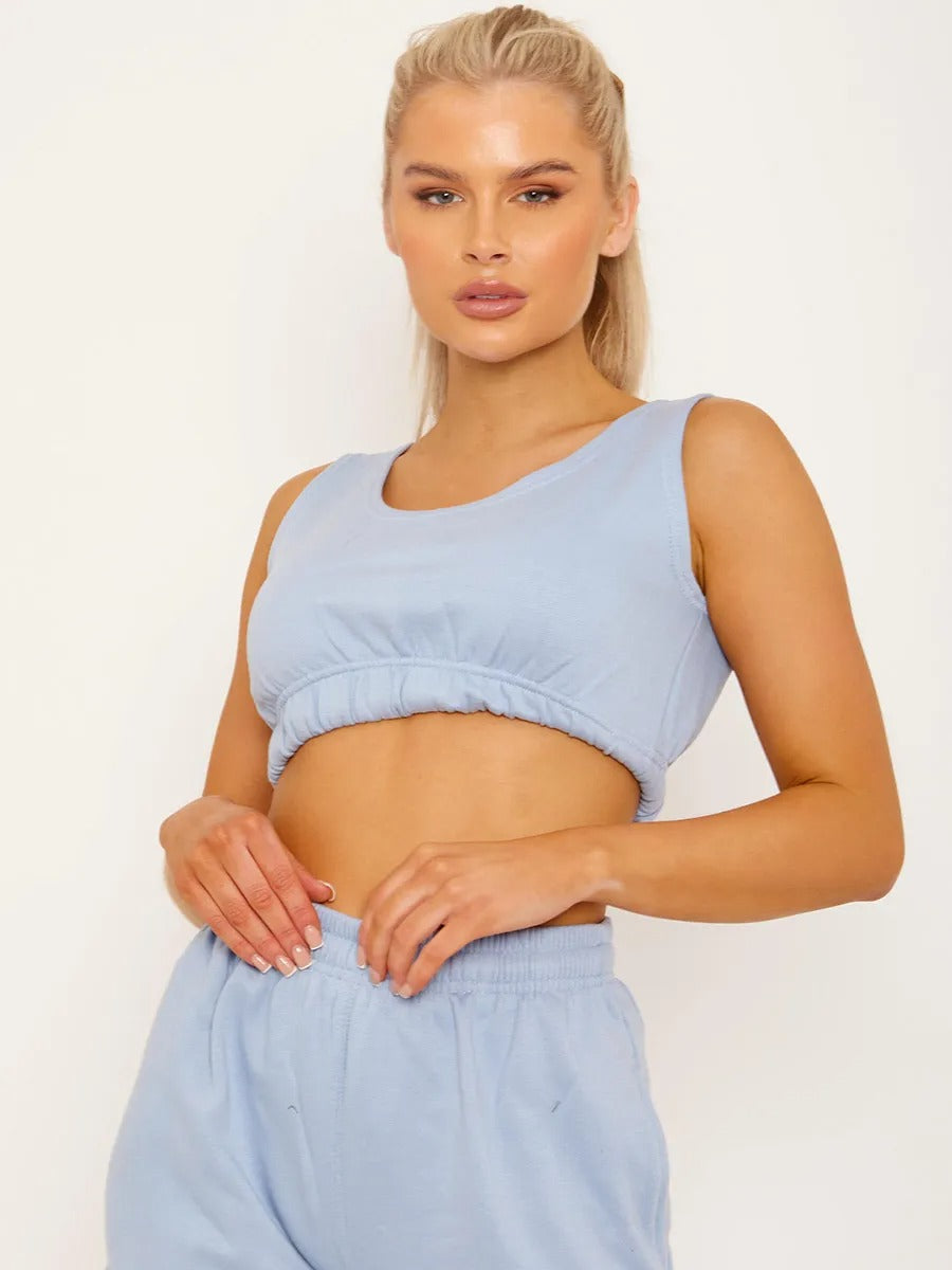 Blue Crop Top & Joggers Set - Erin - Storm Desire