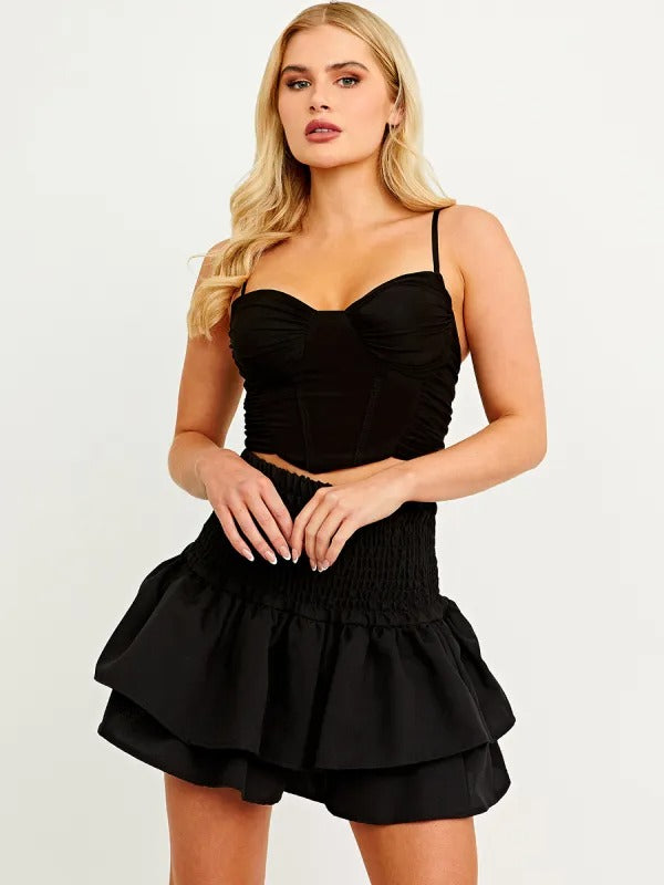 Black Layered Rara Mini Skirt - Brooke - Storm Desire