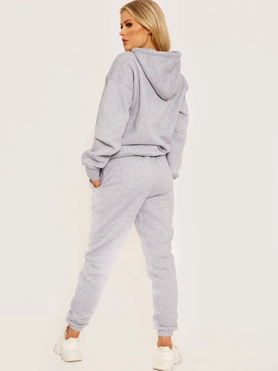Grey Hooded Oversize & Jogger Loungewear Set - Flora - Storm Desire