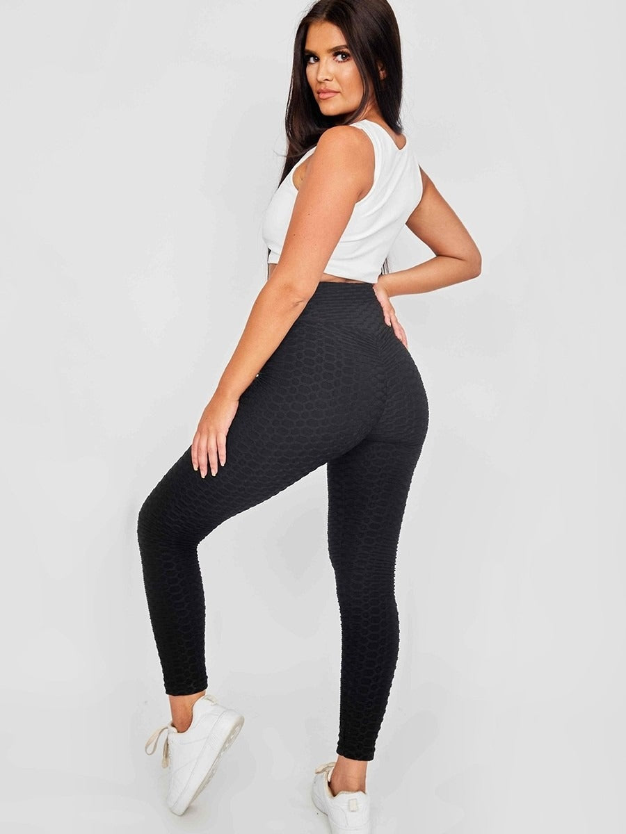 Black Ruched Textured Active leggings - Daniella - Storm Desire